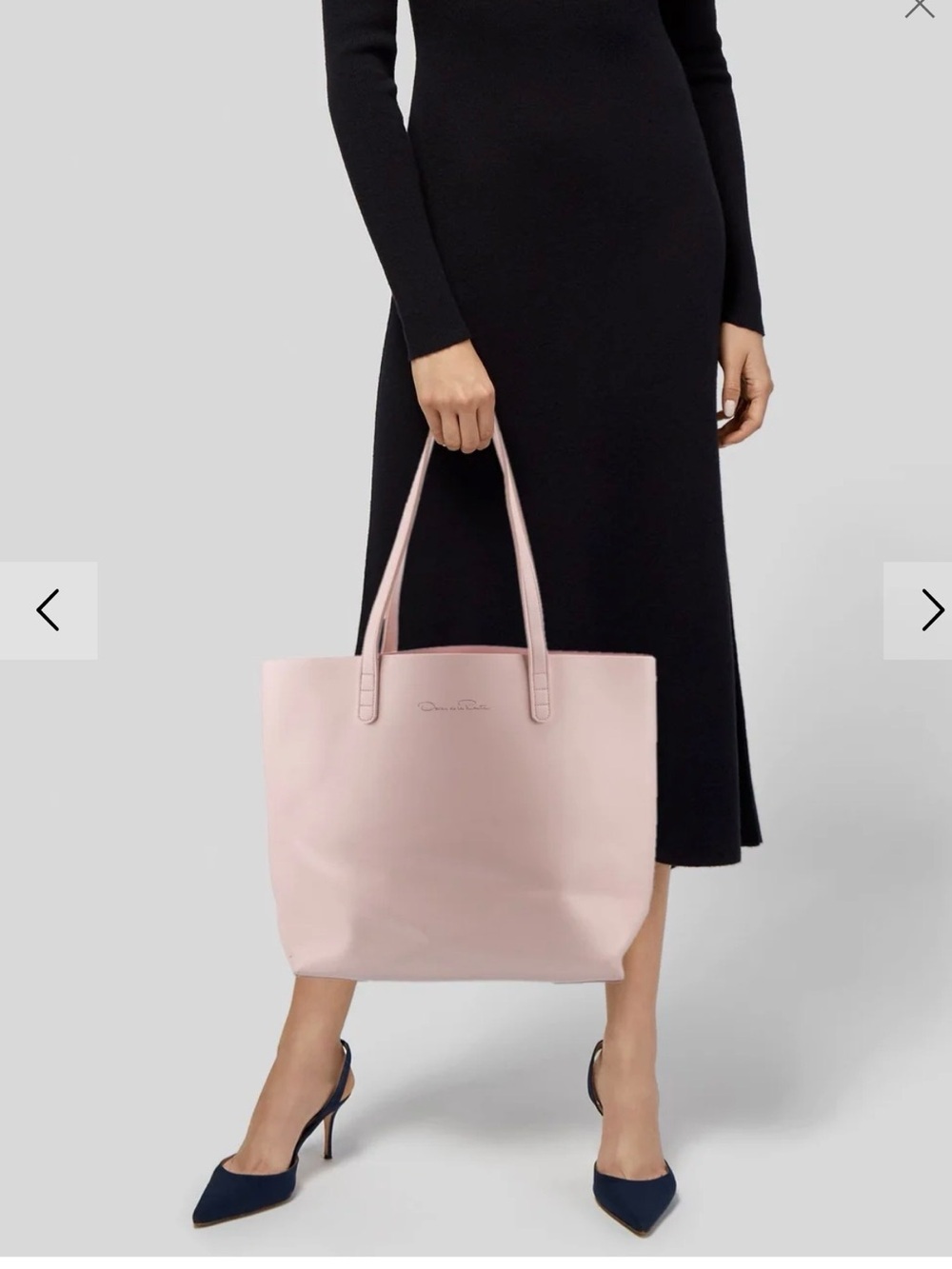 Oscar de la Renta Pink Faux Leather Open Tote Shoulder Bag Large Shopper Bag